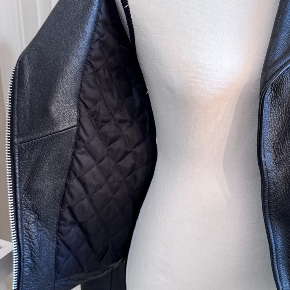 Black Leather Biker Jacket with Wild Turkey Bourbon Emblem Size 4 - Picture 6 of 6
